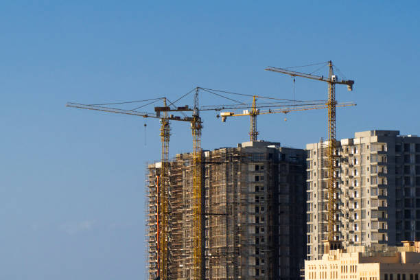 istock Construction site with crane in big city in Dubai during the day build a skyscraper 1201248249