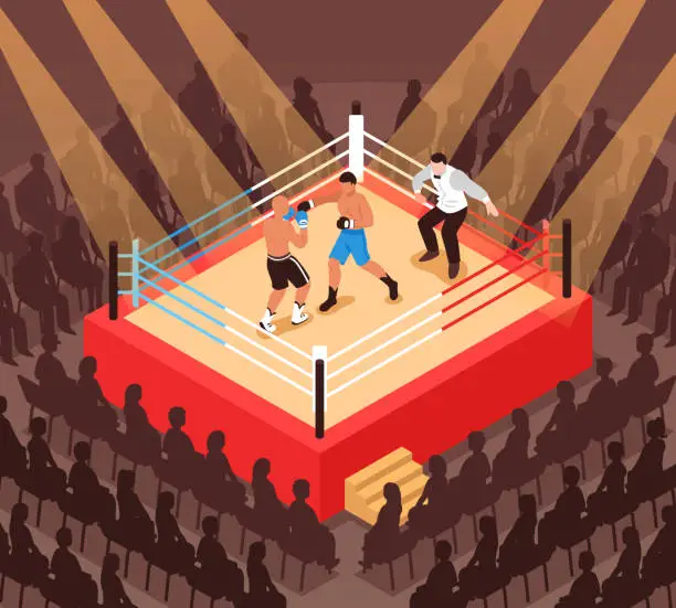 Vector illustration of isometric boxing illustration