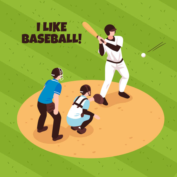 izometryczna ilustracja baseballowa - baseballowa rękawiczka stock illustrations