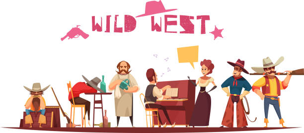 ilustrações de stock, clip art, desenhos animados e ícones de wild west saloon - cowboy hat wild west hat wood