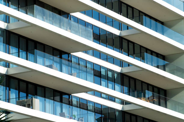 istock View of a modern hotel with a elegant glass front 1201248833