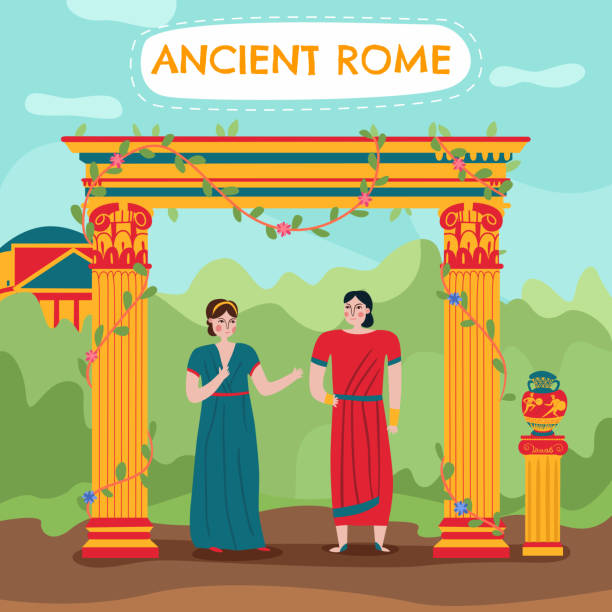 starożytna ilustracja imperium rzymskiego - ancient civilization people time visual art stock illustrations