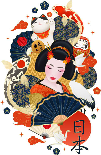 ilustraciones, imágenes clip art, dibujos animados e iconos de stock de cartel realista de japón - japan