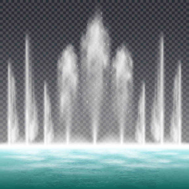 현실적인 분수 - dancing fountains stock illustrations