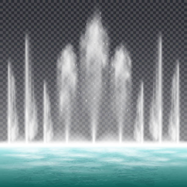 реалистичный фонтан - dancing fountains stock illustrations