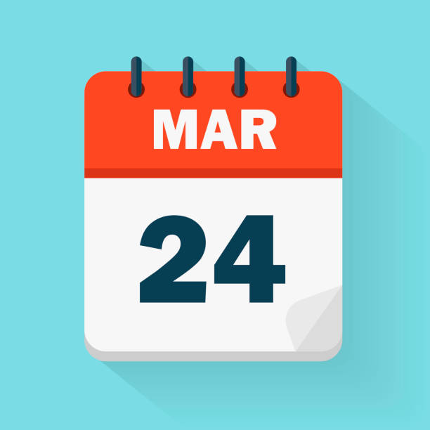 March 24th. Daily calendar icon in vector format.  Date, time, day, month. Holidays March 24th. Daily calendar icon in vector format.  Date, time, day, month. Holidays may 24 calendar stock illustrations