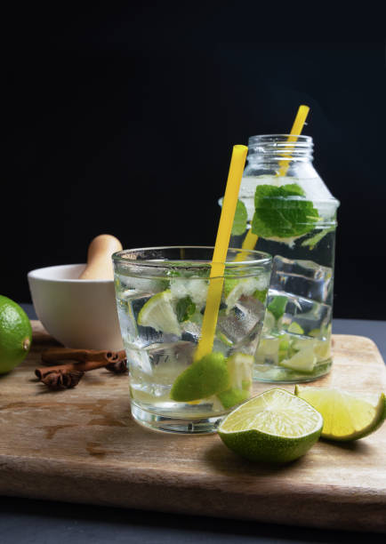 istock Cachaca caipirinha with lime and chopped ice, space for copying 1201251627