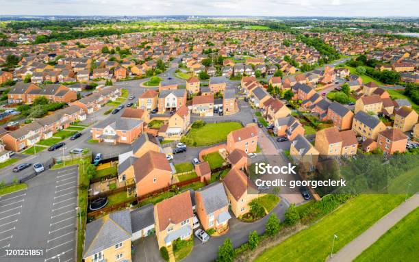 Large English Housing Estate Stock Photo - Download Image Now - UK, Housing Development, House
