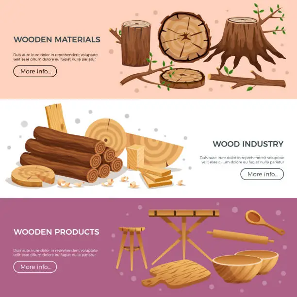 Vector illustration of wood industry banners