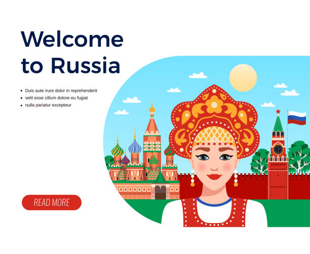 russland reise-illustration - russian nesting doll gender symbol human gender russian culture stock-grafiken, -clipart, -cartoons und -symbole