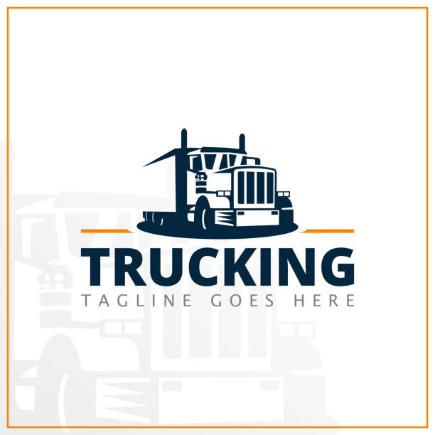 ilustraciones, imágenes clip art, dibujos animados e iconos de stock de ilustración de camión monocromo para la empresa de entrega - trucking