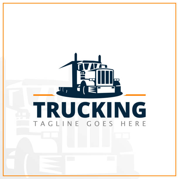 illustrations, cliparts, dessins animés et icônes de illustration de camion monochrome pour la compagnie de livraison - truck trucking business wheel