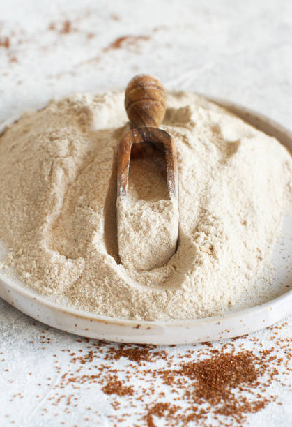 istock Teff flour in a plate with a spoon 1201258318