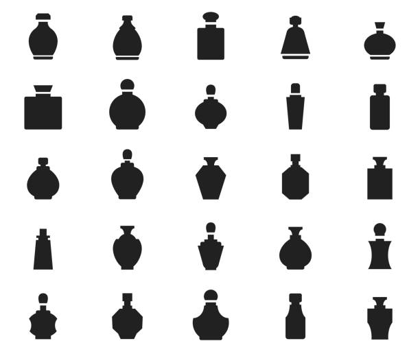 Perfume icon set Perfume icon set , vector illustration perfume sprayer stock illustrations