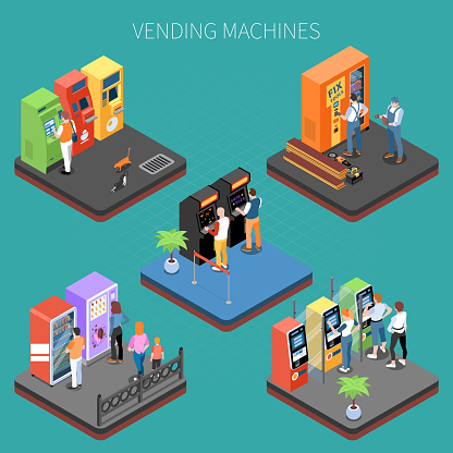 Vending Machine Visualization Vending Machines Isometric Composition Stock Illustration - Download ...