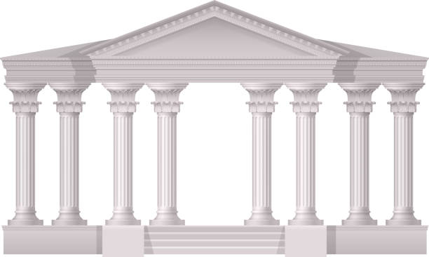 illustrazioni stock, clip art, cartoni animati e icone di tendenza di antiche colonne bianche composizione realistica - roman classical greek history past
