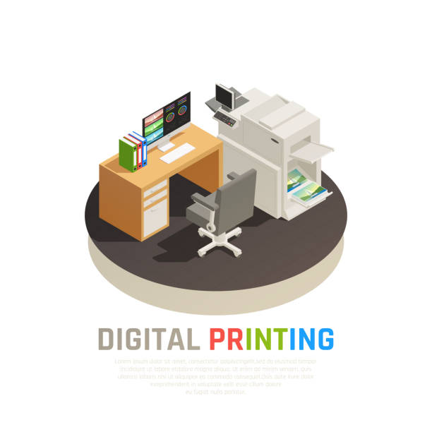 印刷家のポリグラフアイソメトリック構成 - preprint点のイラスト素材／クリップアート素材／マンガ素材／アイコン素材