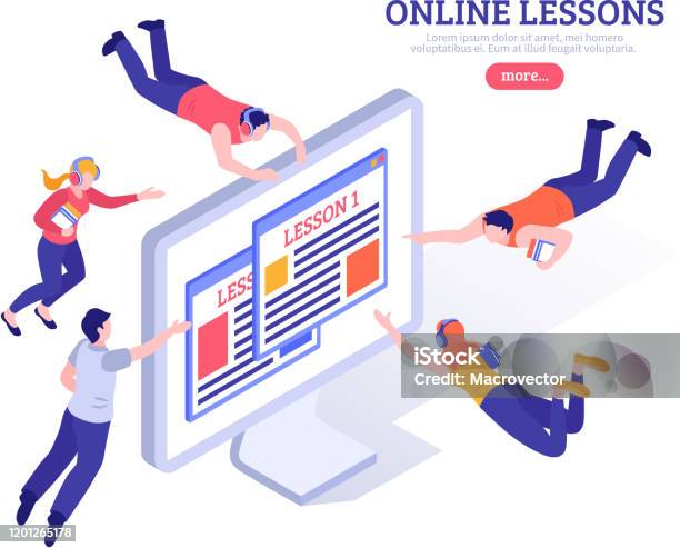 Computer Course Background White Isometric Online Training Courses White Background Stock Illustration ...