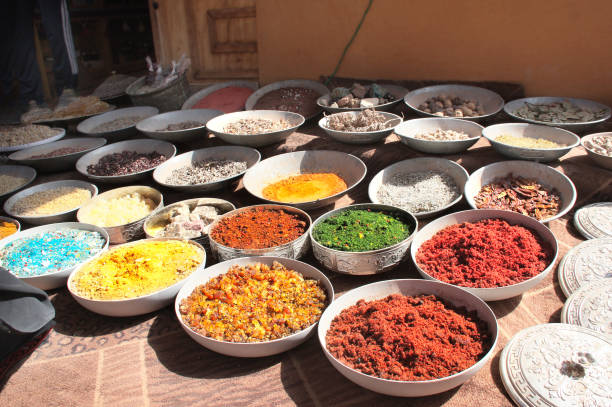 Frankincense, incense, aromatic herbs and spices on street market in Petra (Red Rose City), Jordan