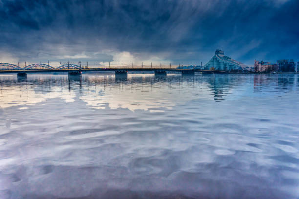 istock Cityscape View of Riga Latvia with Bridge and River 1201266844