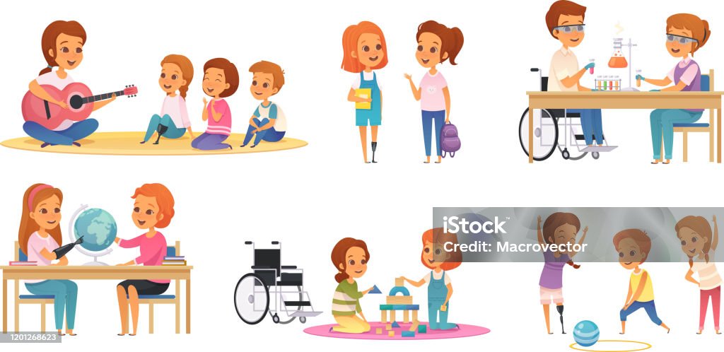 Inclusion Inclusive Education Cartoon Set Stock Illustration - Download ...