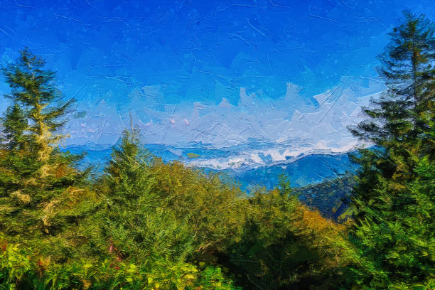 istock Impressionistic Style Artwork of Autumn in the Appalachian Mountains Viewed Along the Blue Ridge Parkway 1201269039