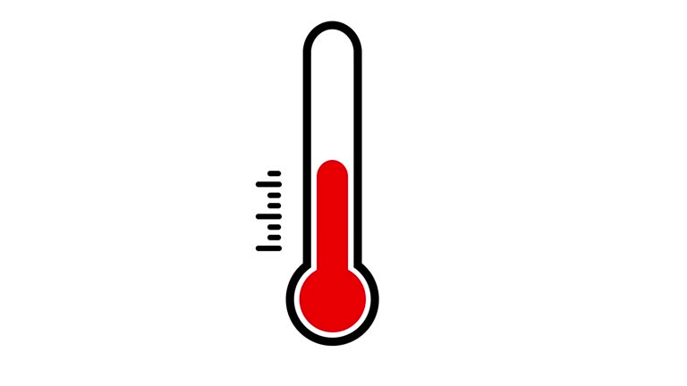 Animation of thermometer with increase.