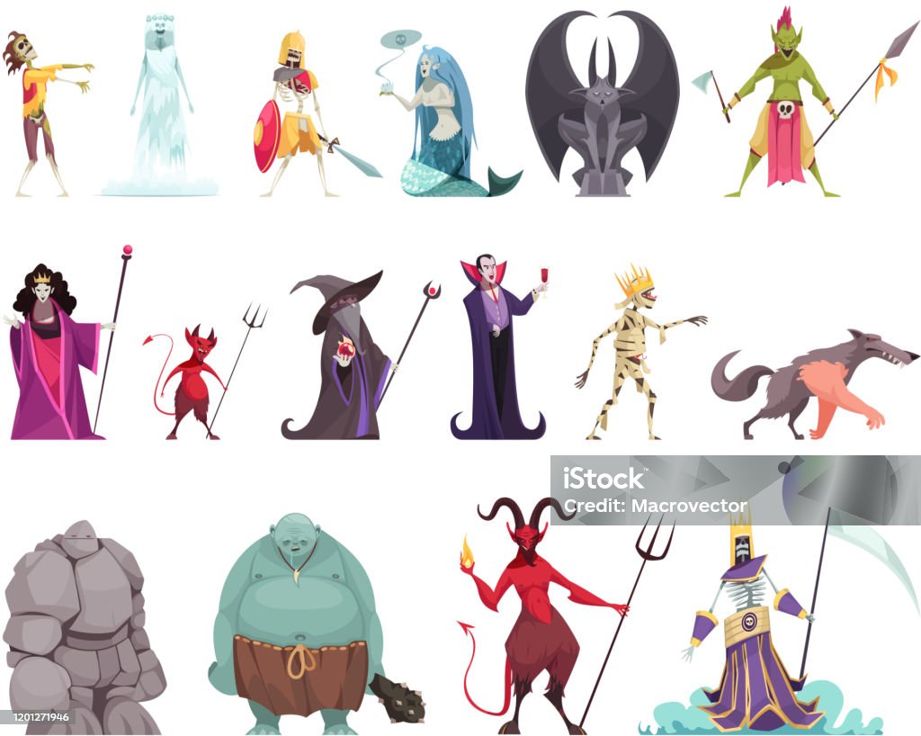 Ilustración de Personajes Malvados Fantasía Conjunto y más Vectores Libres  de Derechos de Hechicero - Hechicero, Bruja, Vampiro - iStock