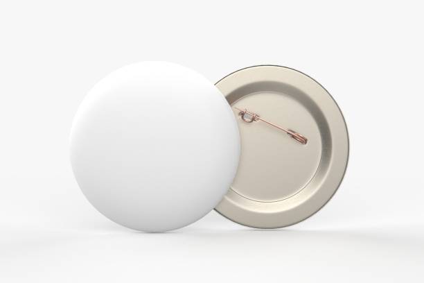 istock 3d rendering white badge pin isolated on white background mock-up template stock photo 1201275270