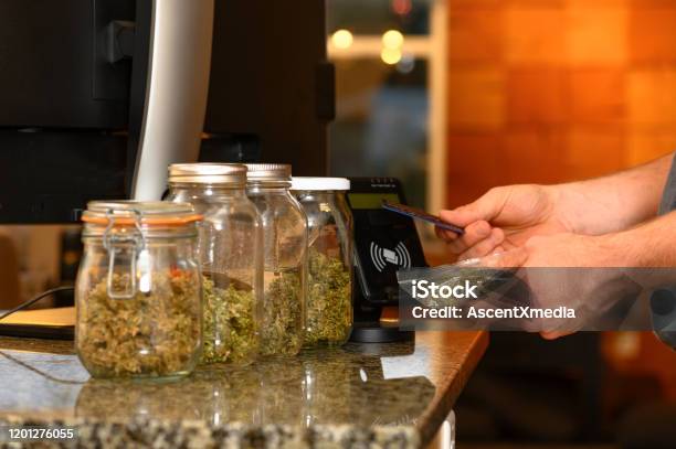 Purchasing Cannabis With A Credit Card Stock Photo - Download Image Now - Cannabis Plant, Cannabis - Narcotic, Marijuana - Herbal Cannabis