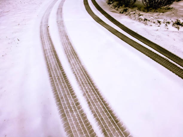 istock Fresh Tire Tracks on Fresh Snow 1201277219