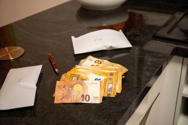 istock Bundle of money, euro notes and envelopes 1201280005