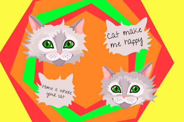 istock Illustration about love to cats. Two cats heads 1201280514