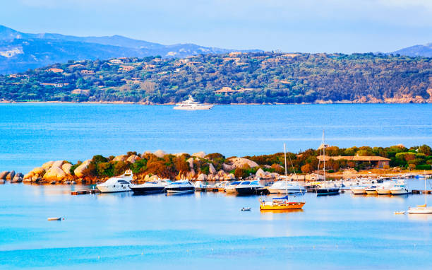 View of the port and town of Palau in Sardinia, Italy