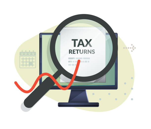 ilustrações de stock, clip art, desenhos animados e ícones de tax return filing - illustration - finance law tax form tax