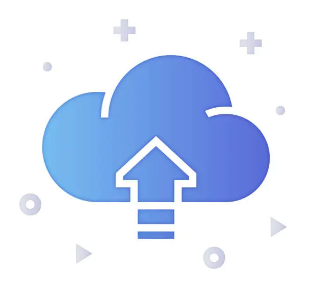 Vector illustration of Cloud Adoption Gradient Fill Color & Paper-Cut Style Icon Design