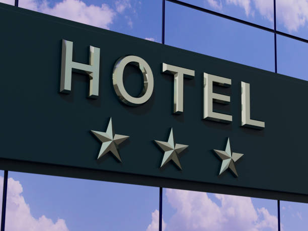 The hotel with a three stars. stock photo