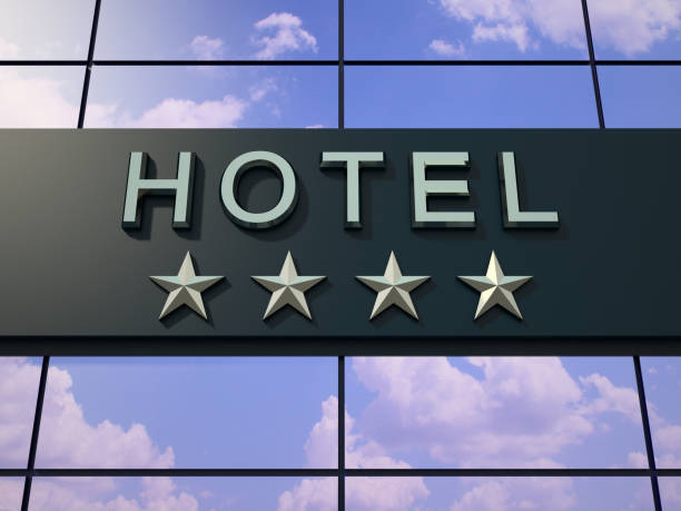 istock The hotel with a four stars sign. 1201292045