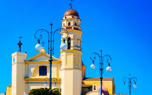 basilica di sant elena imperatrice church in cagliari reflex - cross autumn sky beauty in nature foto e immagini stock