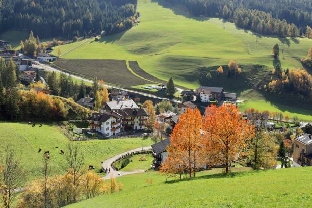 istock Autumn  view of Funes valley 1201296448