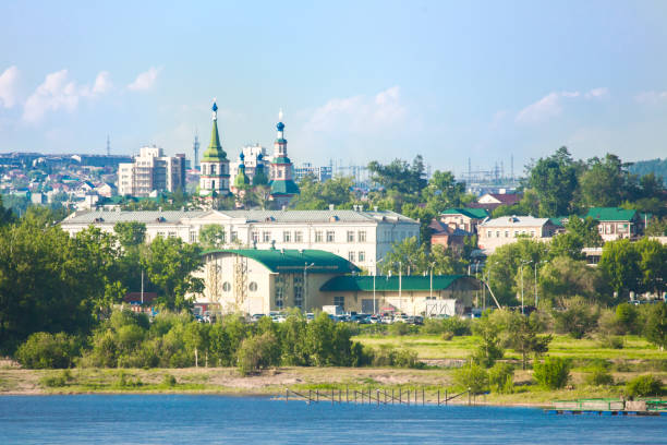 Angara River in Irkutsk stock photo