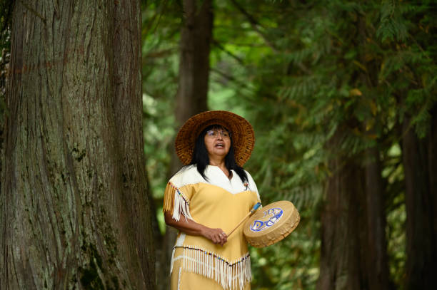 istock First Nations woman performing a welcome song 1201299455