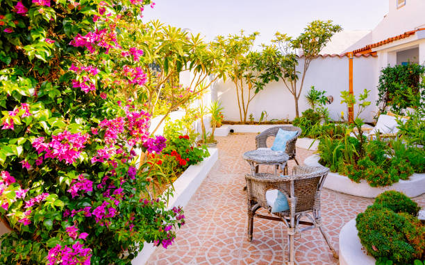 istock Table and chairs at porch in Sardinia reflex 1201300233