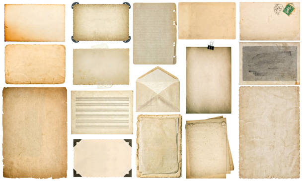istock Used paper Vintage photo postcard frame isolated Set Collection 1201300382
