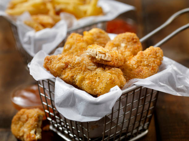istock Vegan, Meatless-Plant Based Protein Chicken Strips with a Seven Grain Coating and Fries 1201308773