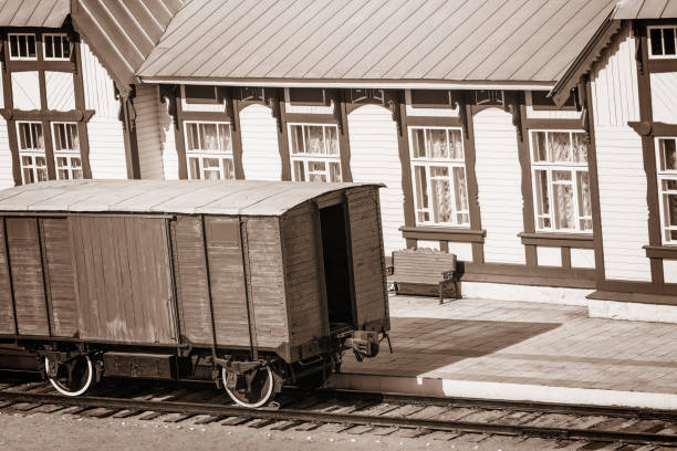 The railway tracks at the train station
