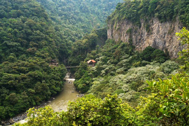 istock Surrounding landscape around The Devil's Cauldron - waterfall near Banos, Ecuador 1201308957