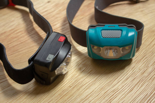 istock A pair of LED headlamps, of two differente brands 1201314856