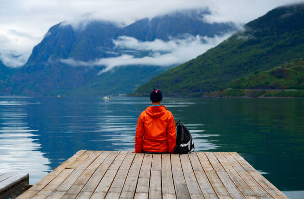 istock Men looking at fjord and mountain range .Norway 1201317899