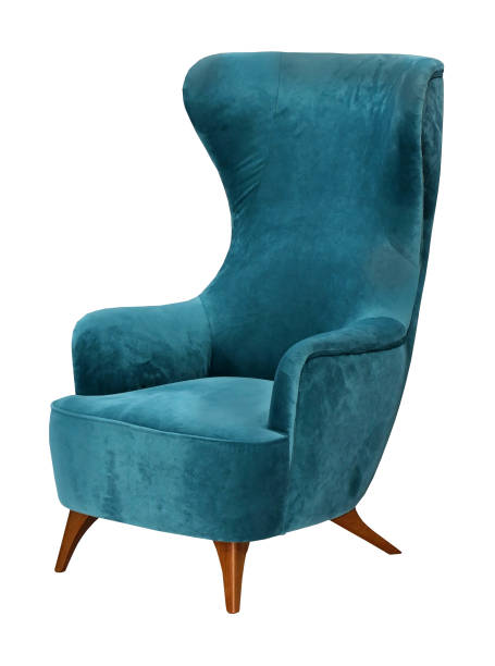 istock Velvet textile armchair on white 1201318342